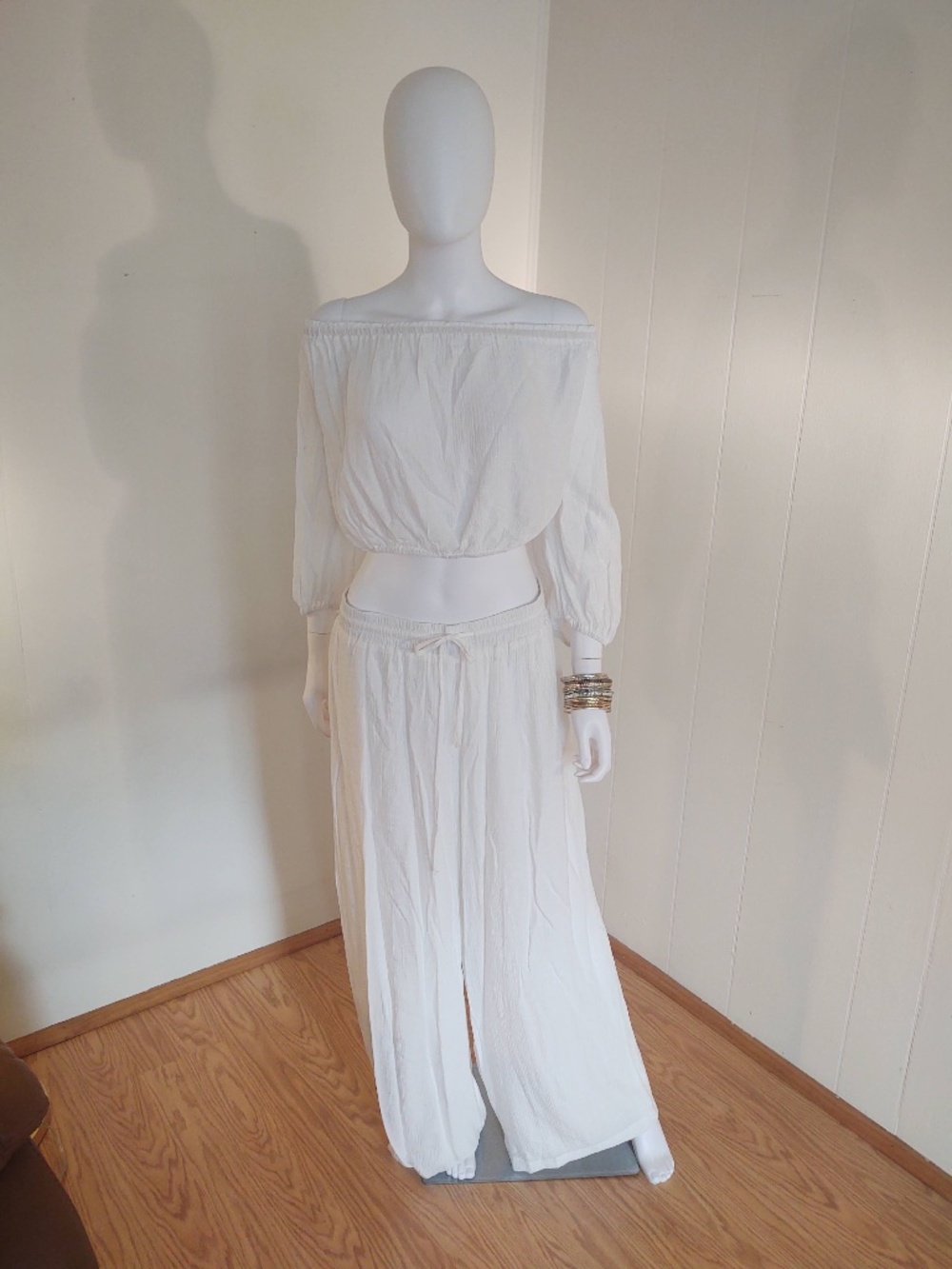 NWT Lulus XL "Grab Your Passport White Two-Piece Swim Cover-Up Jumpsuit" Set